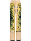 Roberto Cavalli Floral-print Straight-leg Trousers In Black