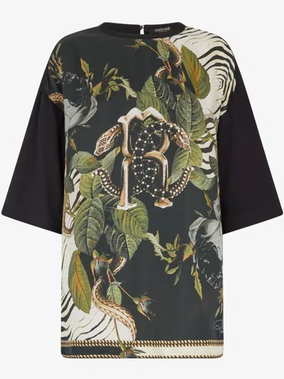 ROBERTO CAVALLI FLORAL-PRINT T-SHIRT