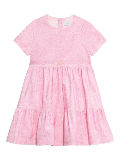 Roberto Cavalli Kids' Floral-print Tiered Dress In Pink