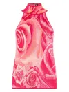 Roberto Cavalli Garden Rose Print Top In Pink