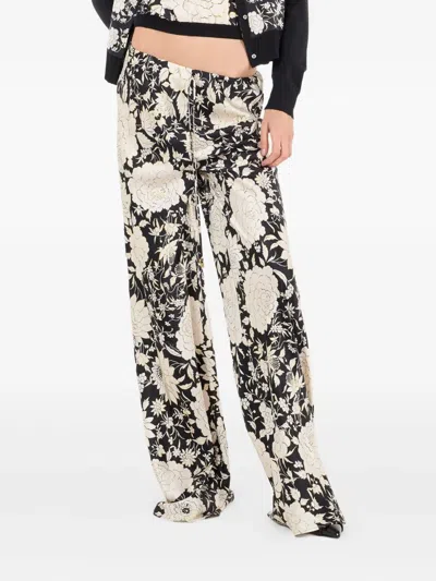 Roberto Cavalli Floral-print Trousers In Neutral
