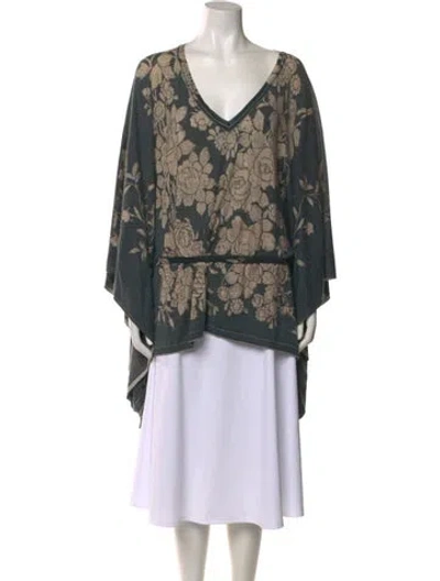 Pre-owned Roberto Cavalli Floral Print V-neck Tunic In Multi