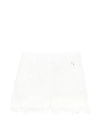 Roberto Cavalli Kids' Floral-lace Shorts In White