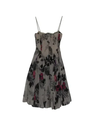 Roberto Cavalli Floral-print Bustier Midi Dress In Multi