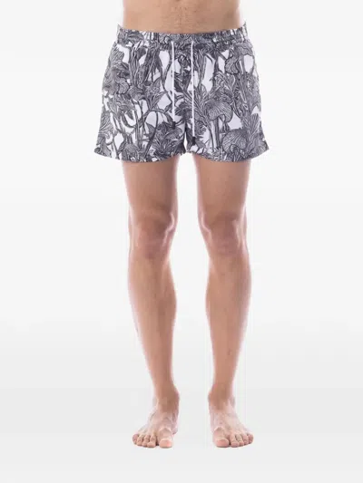 Roberto Cavalli Floral-print Drawstring Swim Shorts In Multi