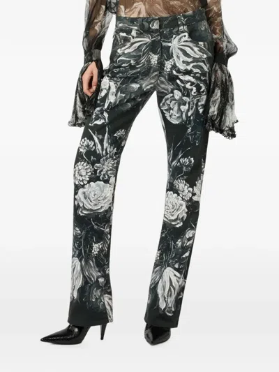Roberto Cavalli Floral-print Jeans In Multi