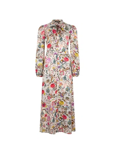 Roberto Cavalli Floral-print Midi Dress In Multi