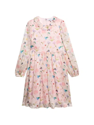 Roberto Cavalli Kids' Floral-print Ruffled Dress In Pink