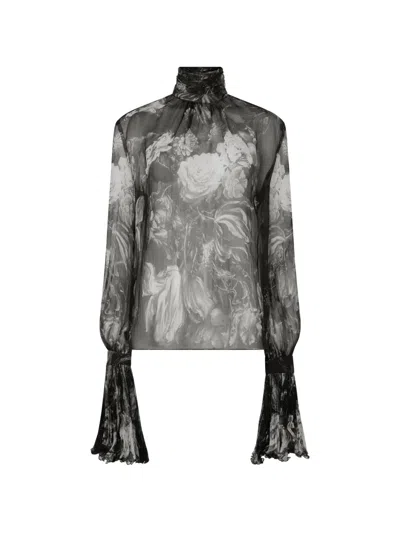 Roberto Cavalli Floral-print Silk-chiffon Blouse In Multi