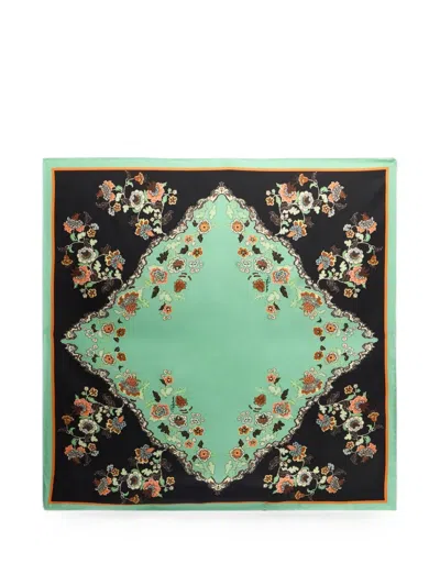 Roberto Cavalli Floral-print Square Scarf In Green
