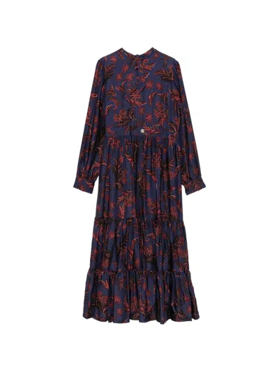 Roberto Cavalli Kids' Floral-print Tiered Dress In Blue