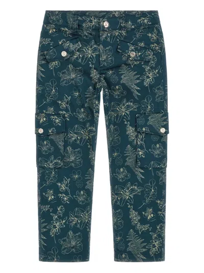 Roberto Cavalli Kids' Floral-print Trousers In Green