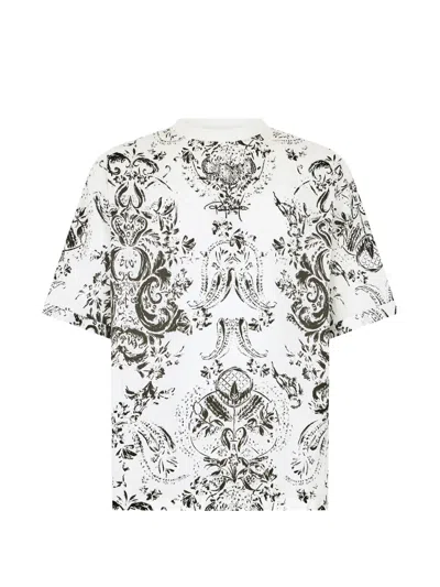 Roberto Cavalli Floral-print T-shirt In White