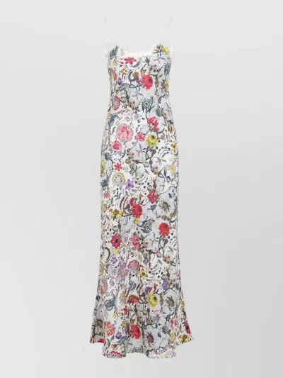 Roberto Cavalli Florentine Flowers Lace Floor Length Dress In Multi