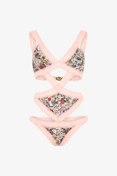 Roberto Cavalli Florentine Flowers One-piece Swimsuit In Multi