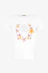ROBERTO CAVALLI T-SHIRT MIT BLUMEN UND MONOGRAMM RC