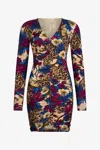 Roberto Cavalli Flower Leopard Print Mini Dress In Multi