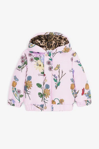 Roberto Cavalli Flower-print Padded Coat In Pink