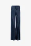 Roberto Cavalli Fluid Silk Pants With Print In Blu