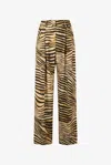 Roberto Cavalli Fluid Tiger Skin Print Pants In Light Brown