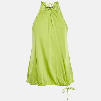 Roberto Cavalli Fluorescent Green Jersey Shoulder Strap Top