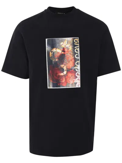 Roberto Cavalli Flyer Rises And Snake T-shirt In Black