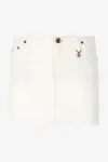 Roberto Cavalli Frayed Denim Miniskirt In Ivory