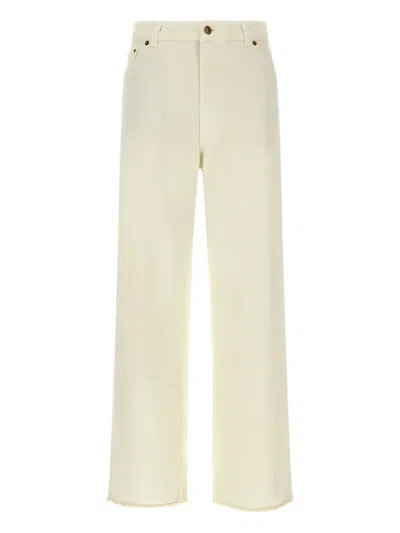 Roberto Cavalli Frayed-hem Cotton Jeans In Neutral