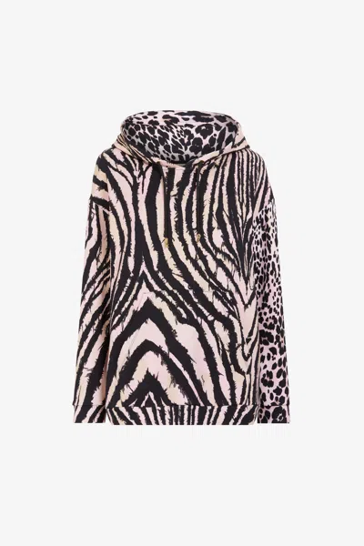 Roberto Cavalli Freedom And Queen Of Sicily-print Cotton Hoodie In Multi