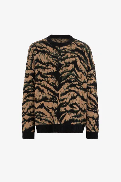 Roberto Cavalli Freedom-jacquard Sweater In Brown