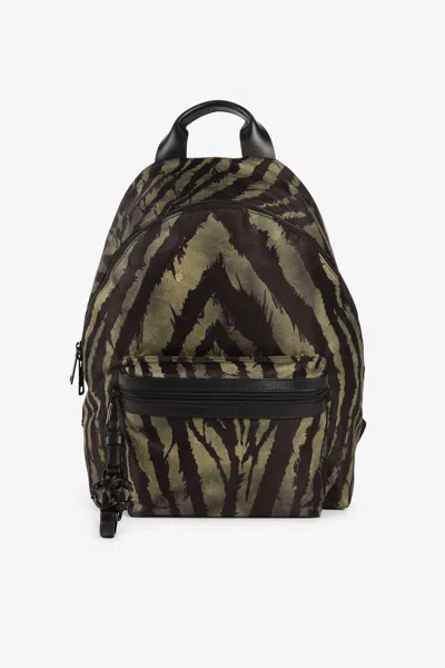 Roberto Cavalli Freedom-print Backpack In Dark Green/black