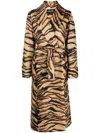 Roberto Cavalli Freedom-print Belted Coat In Orange
