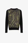 Roberto Cavalli Freedom-print Panelled Sweater In Dark Green/black