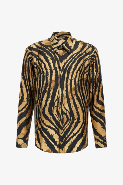 Roberto Cavalli Freedom Print Shirt In Brown