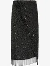 Roberto Cavalli Fringe-detail Sequined Skirt In Black