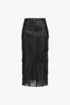 Roberto Cavalli Fringed Midi Skirt In Black