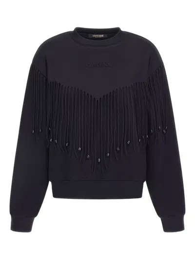 Roberto Cavalli Fringe Sweatshirt In Black