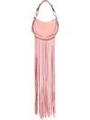 Roberto Cavalli Fringed Leather Shoulder Bag In Pink