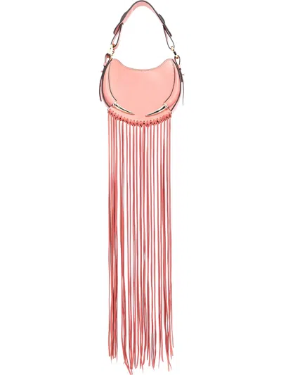 Roberto Cavalli Fringed Leather Shoulder Bag In Pink