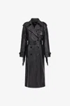 Roberto Cavalli Fringed Leather Trench Coat In Black