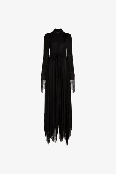 Roberto Cavalli Fringed Maxi Dress In Black