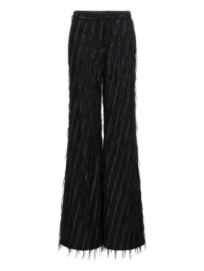 ROBERTO CAVALLI FRINGED METALLIC-EFFECT TROUSERS