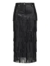 Roberto Cavalli Fringed Midi Skirt In Black