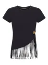 Roberto Cavalli Fringed T-shirt In Black