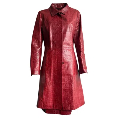 Pre-owned Roberto Cavalli F/w 2000 Crocodile Leather Set In Red