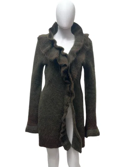 Pre-owned Roberto Cavalli F/w 2005 Knitted Tulle Wool Coat In Black