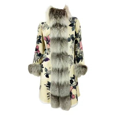 Pre-owned Roberto Cavalli F/w 2008 Shearling Hand Painted Fur Lined Coat Italian 40 New In Brown