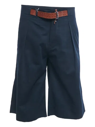 Pre-owned Roberto Cavalli Gabardine Belted Shorts In Blue