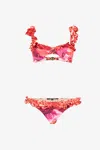 Roberto Cavalli Garden Rose And Cheetah Skin Bikini In Rosa