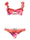Roberto Cavalli Garden Rose And Cheetah Skin Bikini In Pink